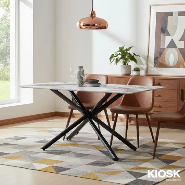 KIOSK DI-2538 Dining Table, Gloss Pandora Ceramic Top (140x80 cm)
