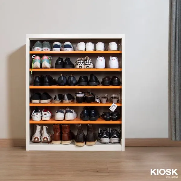 MAX Steel Shoe Cabinet - 6 Tiers, Adjustable Shelves