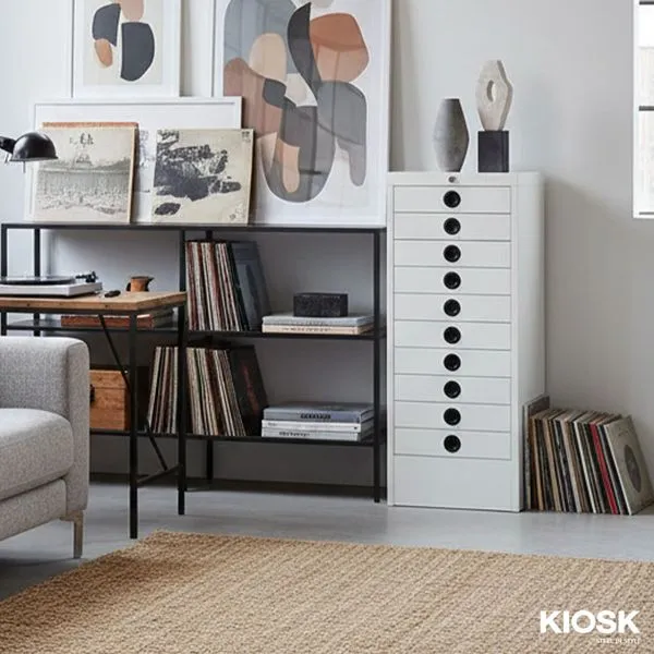 ကဒ်များထည့်နိုင်သည့် အံဆွဲ(၁၀)ခုပါသည့် စတီးကက်ဘိနက်