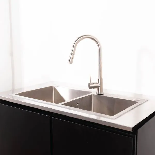 Kitchen Cabinet dengan 2 wadah stainless sink ( SUS 304 grade)