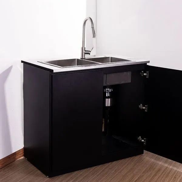 Kitchen Cabinet with 2 bowl 304stainless sink & Food Waste Disposer