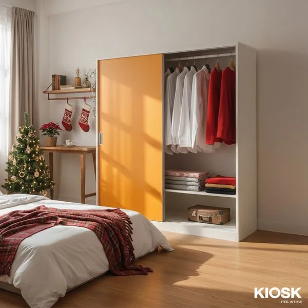 KIOSK SDS-160K Sliding Door Steel Wardrobe 160 cm with Rail