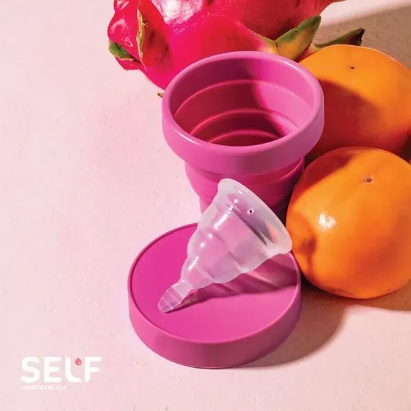 ถ้วยอนามัย Self cup รุ่น Liquid Silicone พร้อมถ้วยพับได้