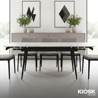 KIOSK DI-2525 Extendable Dining Table, Gloss Italy Gray Ceramic-1