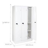 KOL 3-Door Locker Cabinet with 1 Rod, 2 Shelves, and combination Locks-6