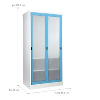 Lemari Pakaian dengan Pintu Geser Kaca Buram -7