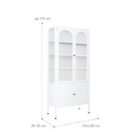 Sleek 4-Tier Tall Display Cabinet with 1 Bottom Compartment and 3-Sided Curved Clear Glass-7
