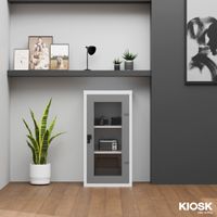 KIOSK Steel Glass Door Cabinet 2 Adjustable Shelves Lock Options-4
