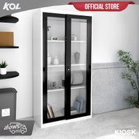 KOL ตู้บานเลื่อนกระจกสูง 176 ซม. พร้อม 3แผ่นชั้นปรับระดับได้และกุญแจ