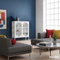 Curved Wave Glass သုံးဖက်နှင့် 20 cm ခြေအမြင့်ပါရှိသော အလတ်စား (၂)ဆင့်ဗီဒို